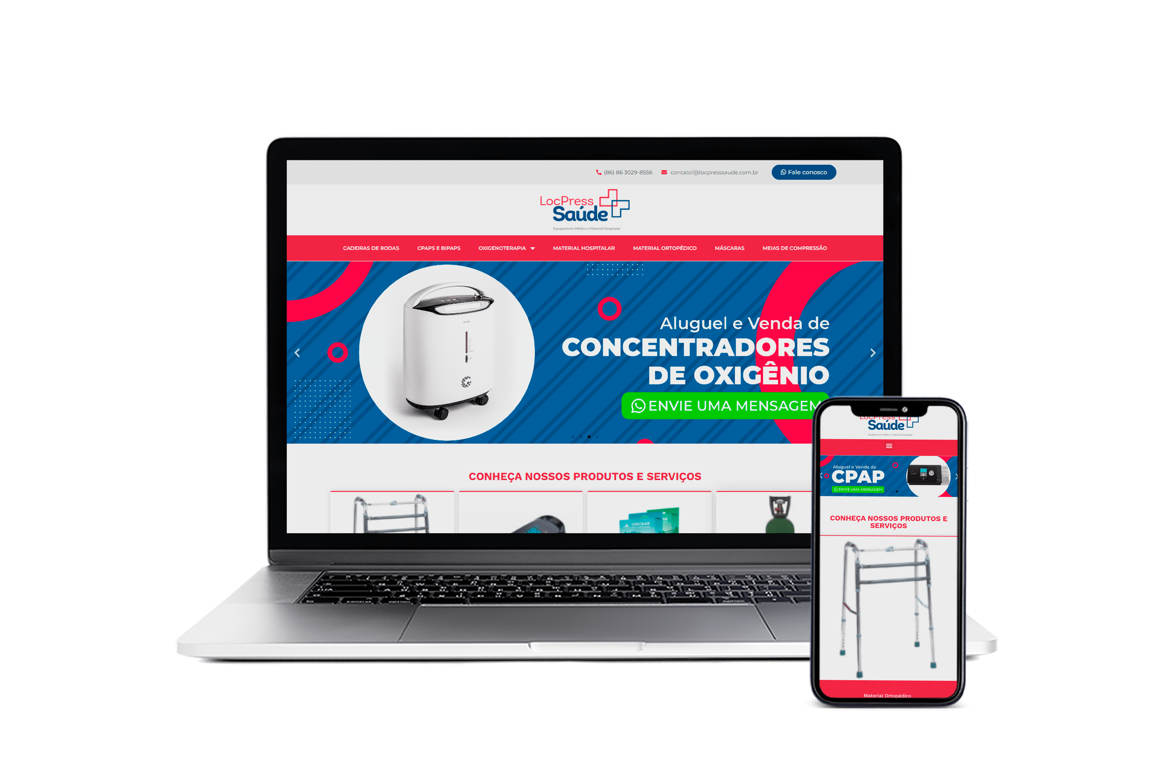 Mockup do site Locpress desenvolvido pela VDOIS