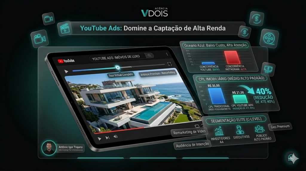 Estratégia de YouTube Ads para imóveis de luxo como oportunidade de oceano azul no marketing imobiliário