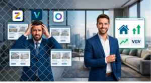 Empresário imobiliário frustrado com portais vs. empresário com estratégia de Aceleração Comercial e VGV alto
