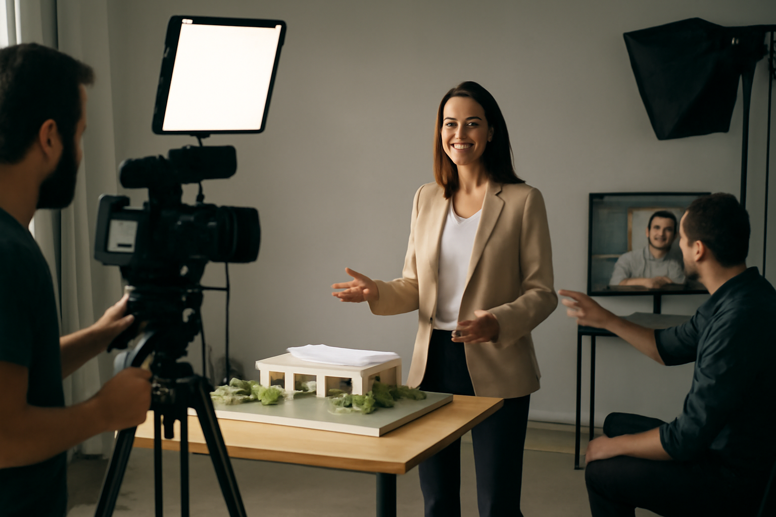 Sessão de criação de criativos: gravação de vídeo para anúncio imobiliário