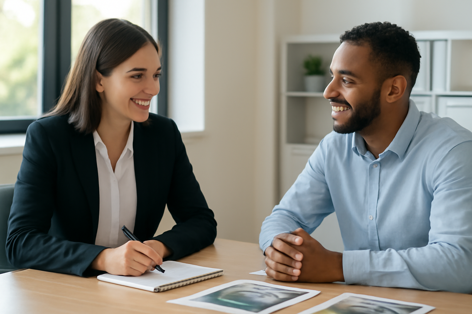Corretor em reunião com cliente para qualificação de lead
