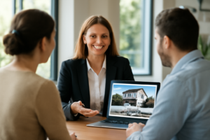Consultor imobiliário atendendo cliente após geração de lead qualificado