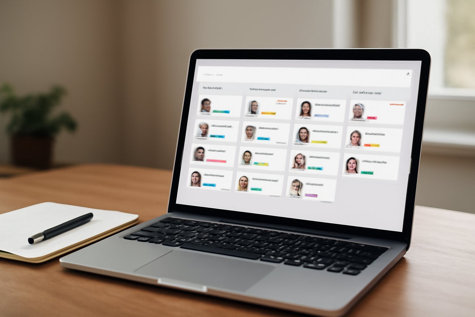 Tela de CRM imobiliário com lista de leads e tags de qualificação