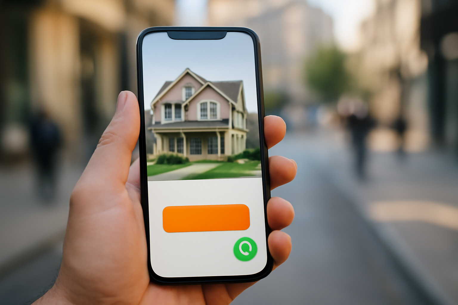Página de agendamento de visita exibida em smartphone com botão de WhatsApp visível
