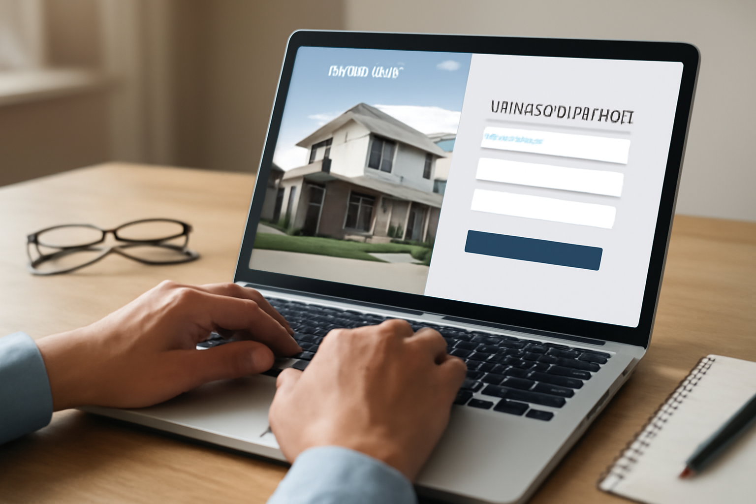 Landing page sendo visualizada em notebook, com formulário de download de relatório de investimento