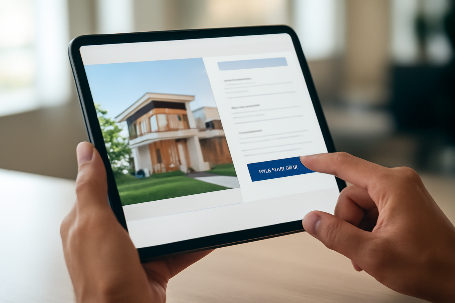Exemplo de landing page imobiliária em tablet com formulário de reserva
