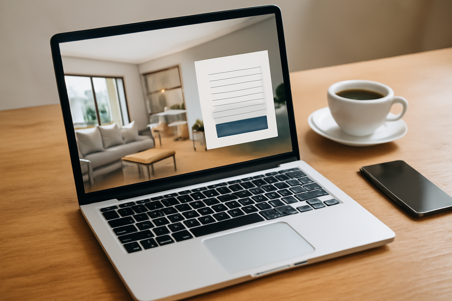 Landing page imobiliária exibida em laptop com formulário de contato