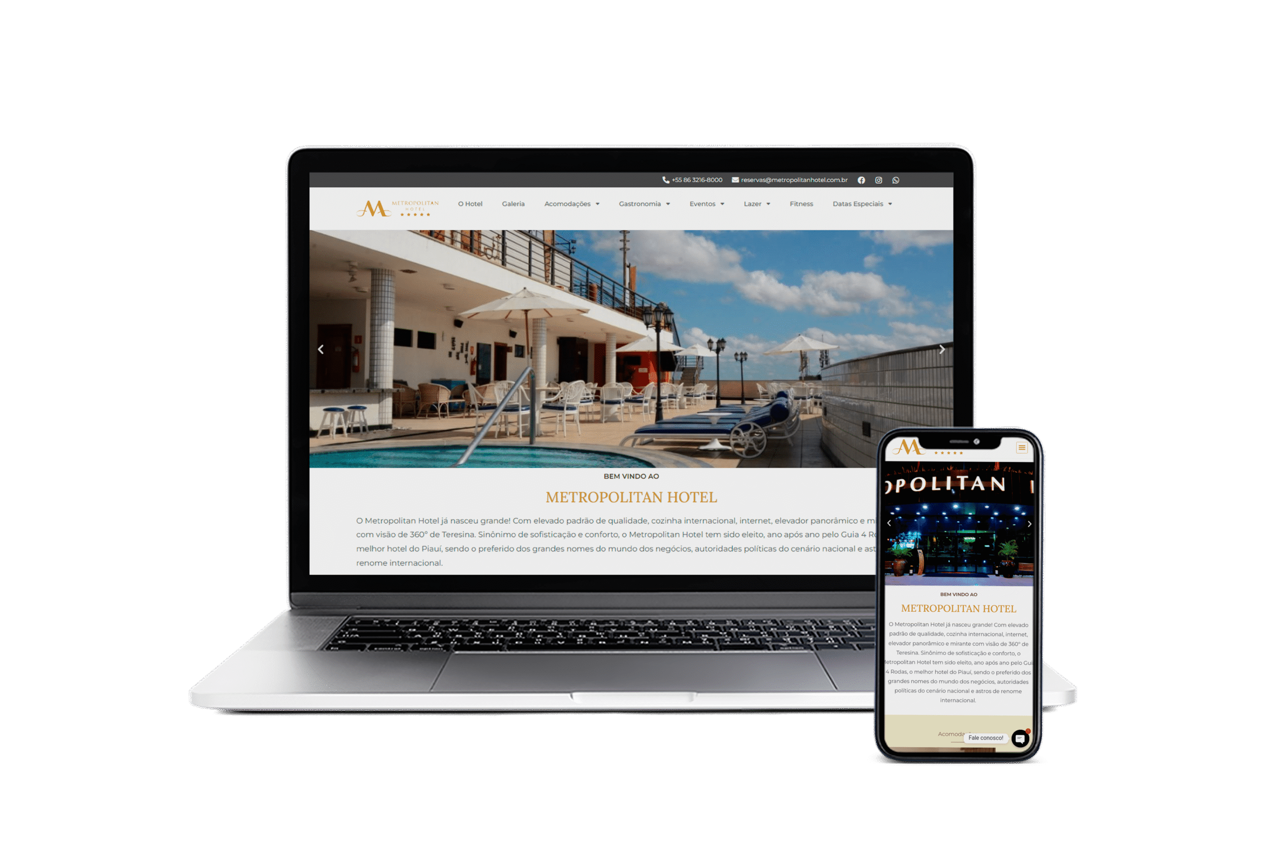 Mockup do site Metropolitan Hotel desenvolvido pela VDOIS