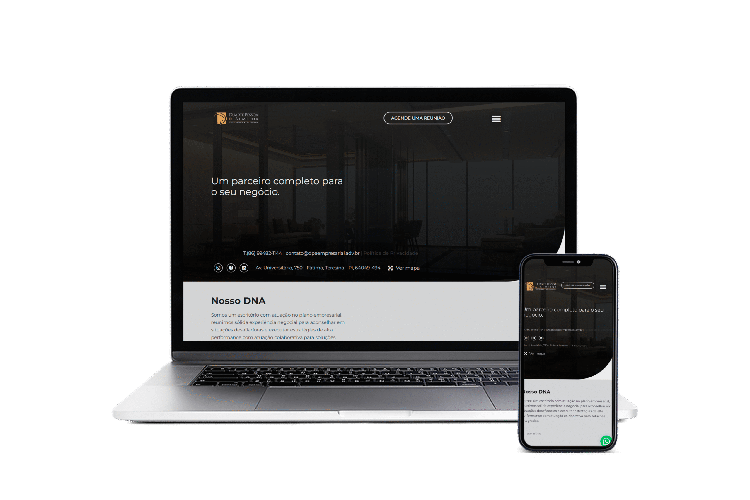 Mockup do site Duarte Pessoa & Almeida desenvolvido pela VDOIS
