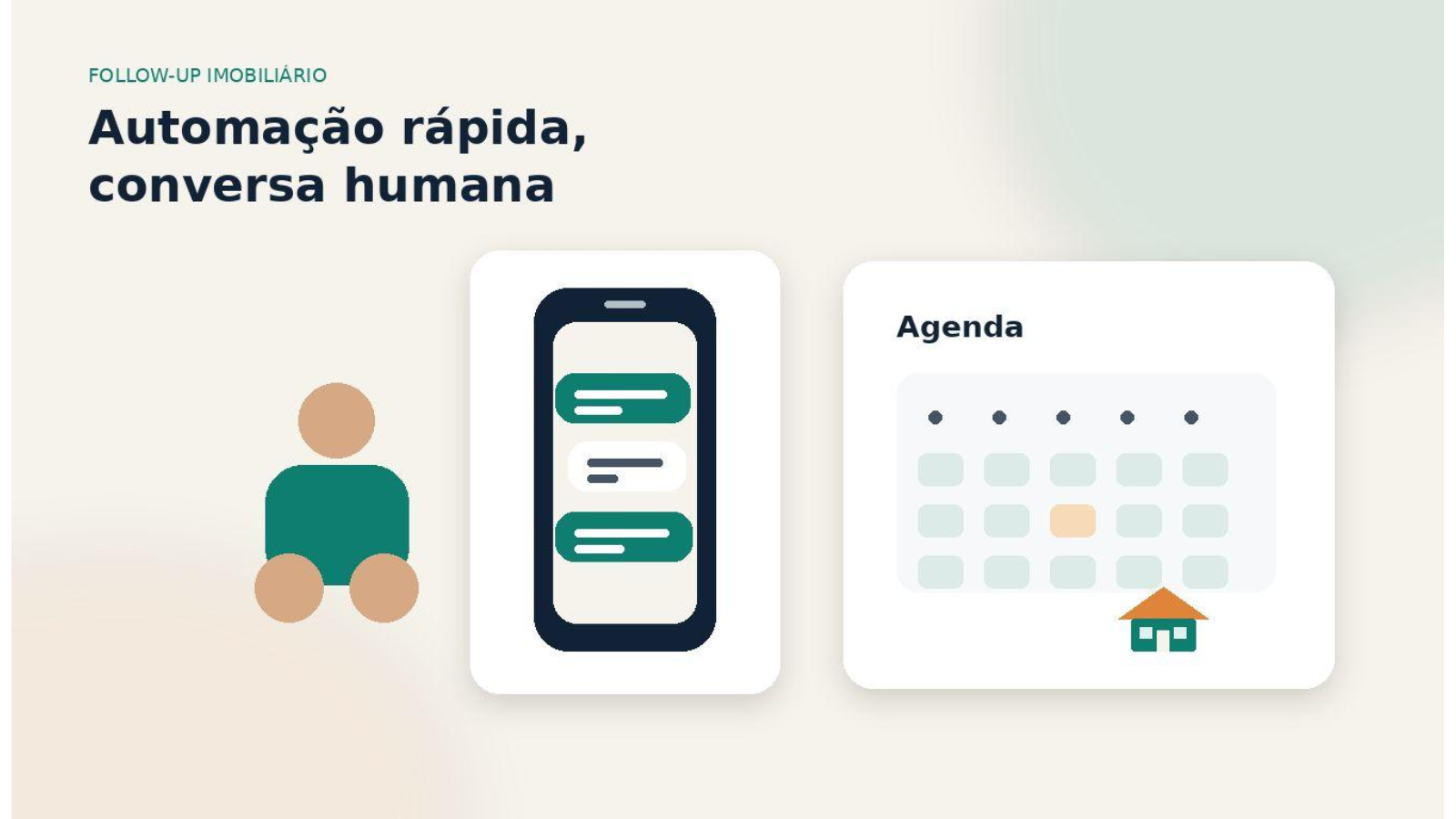 Automação de follow-up no WhatsApp com agenda de visita a imóvel e transição para atendimento humano