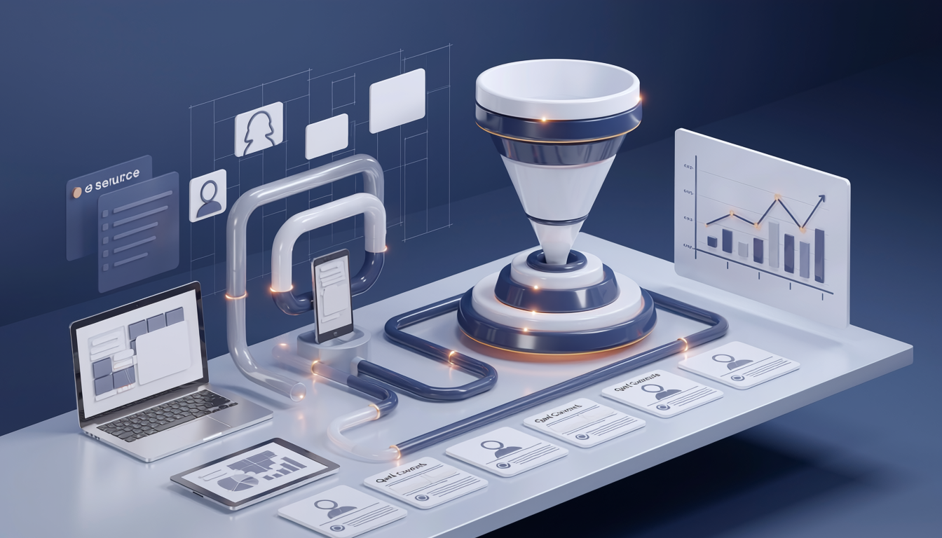 Funil de marketing digital transformando presença online em vendas