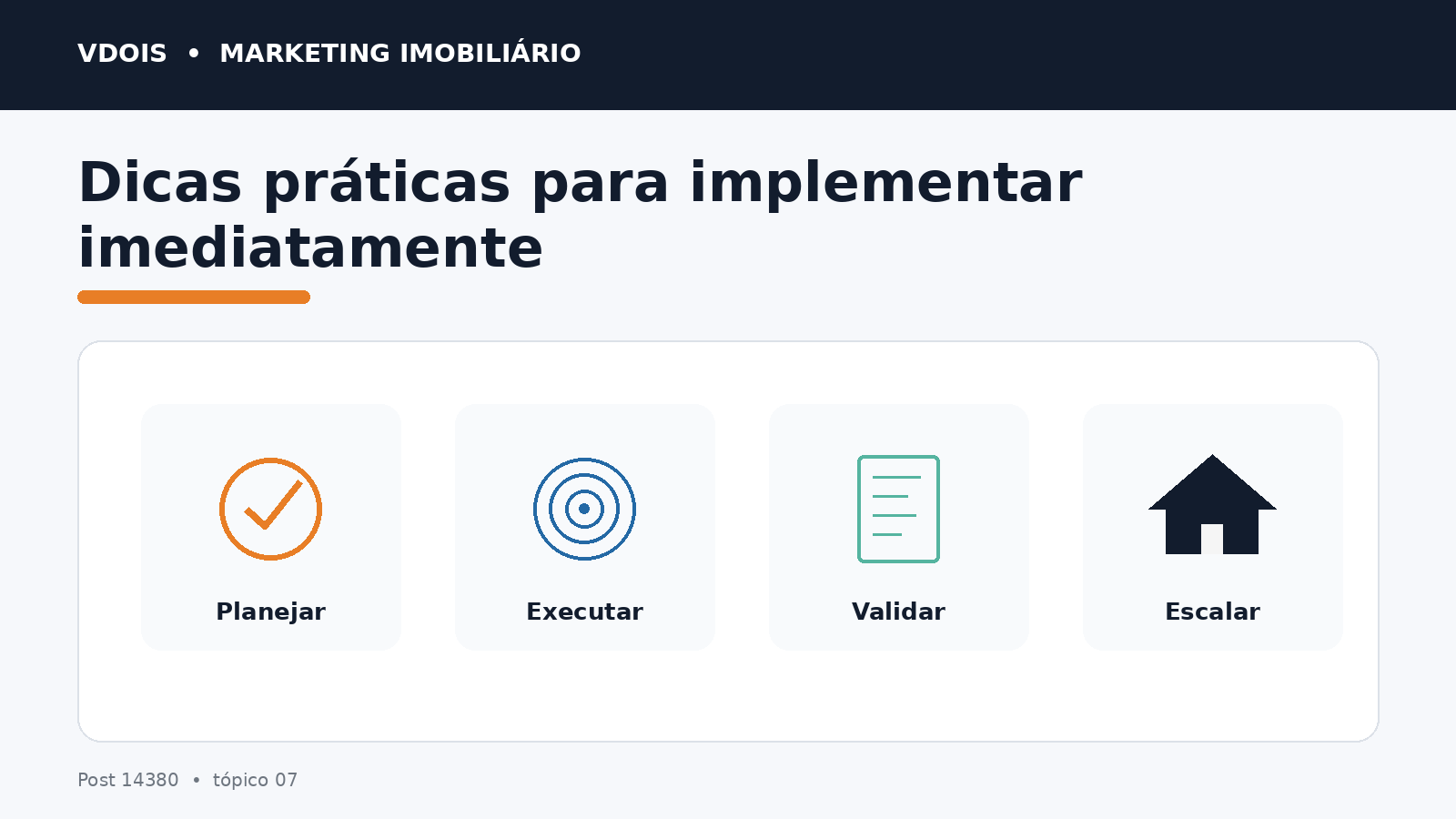 Infográfico sobre Dicas práticas para implementar imediatamente aplicado ao marketing imobiliário