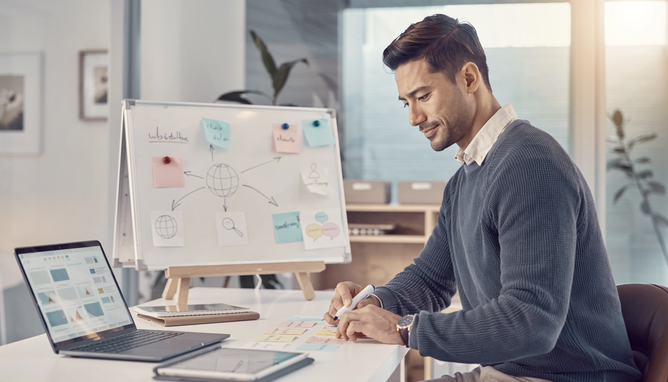 Empreendedor identificando o problema do cliente e planejando presença digital