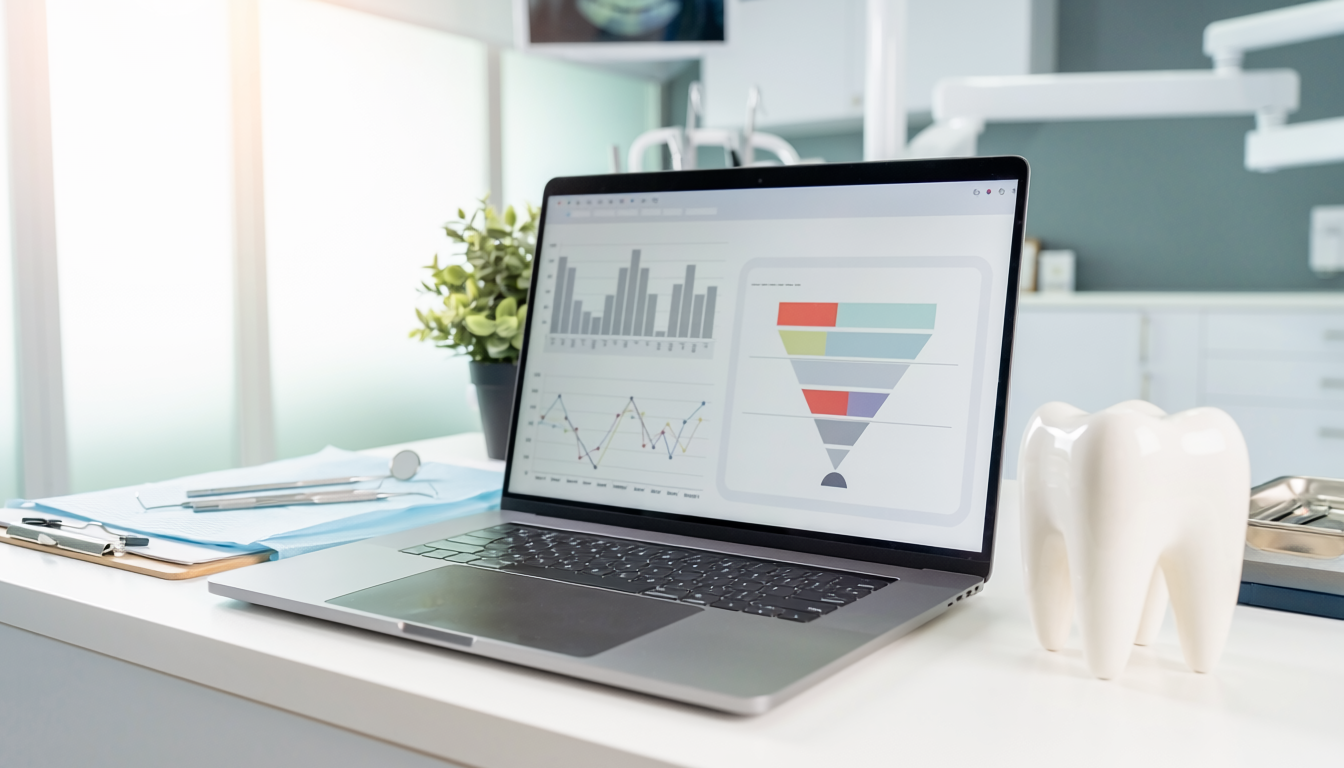 Dashboard de métricas e funil de marketing para clínica odontológica