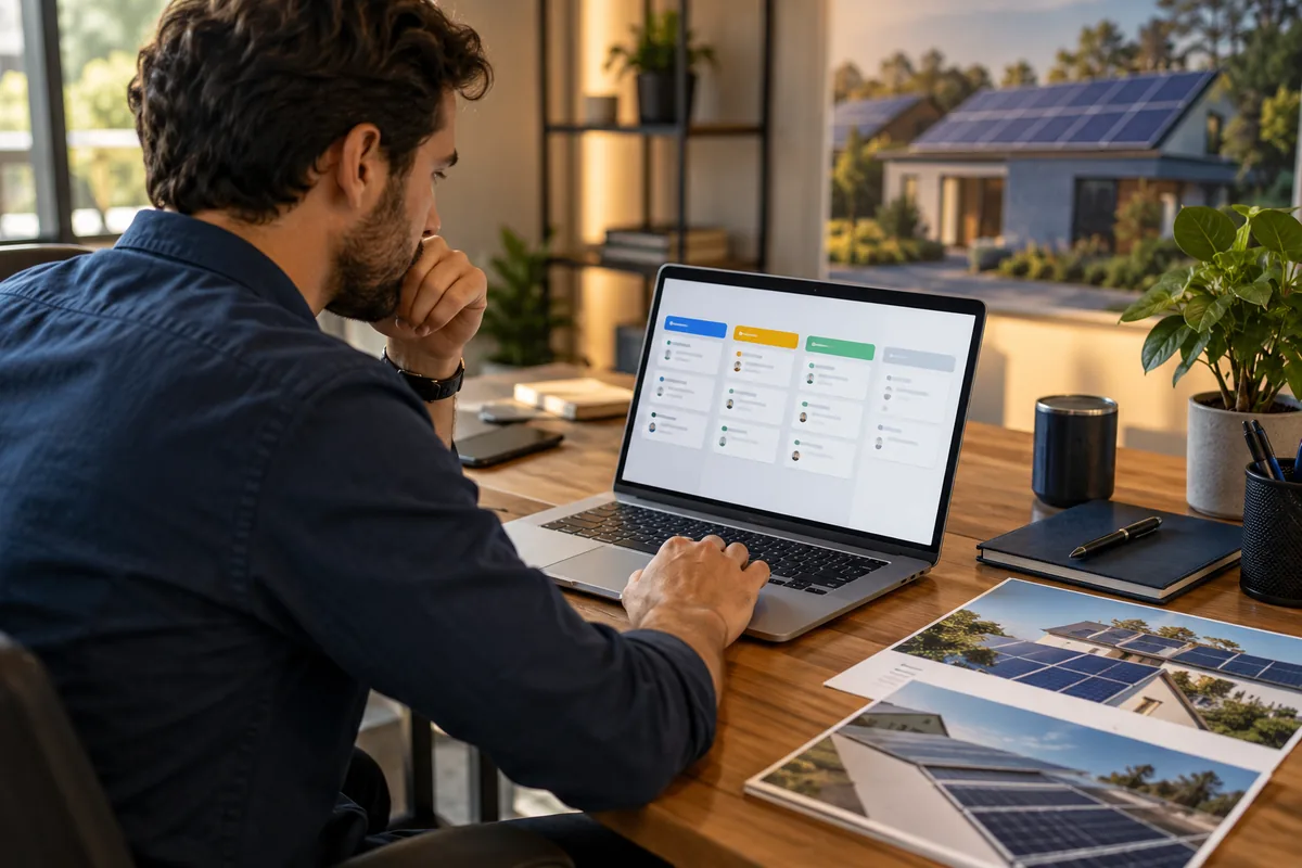 Coordenadora acompanhando etapas e retornos da prospecção empresarial de energia solar